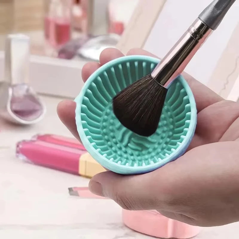 Makeup Brush Cleaner Soft Silicone Bowl Folding Powder Puff Eyeshadow