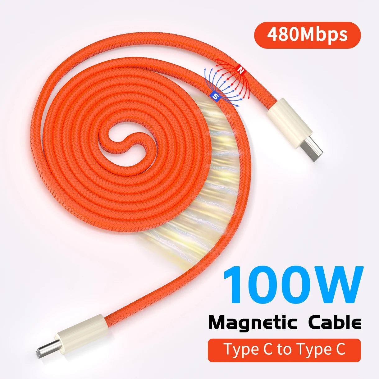 100W USB-C Magnetic Fast Charging Cable | 480Mbps Data
