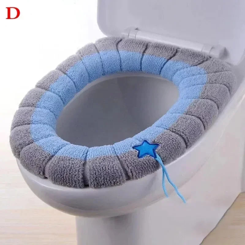 Toilet Seat Cushion Thick Seat Cover Seasonal Universal Household Toilet Seat Toilet Seat Gasket Knitted Toilet Seat Cushion New Peaceful Pleasures Health and Wellness Blue 1pcs