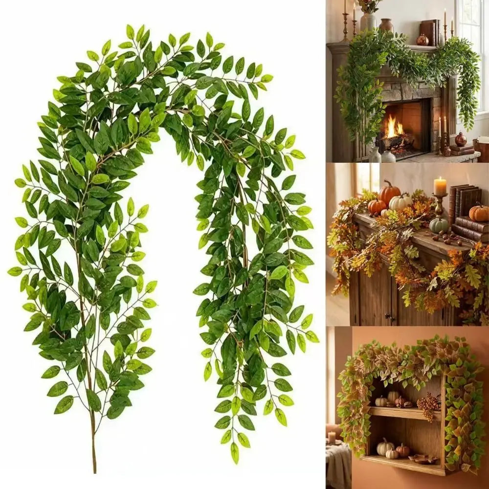 Artificial Silk Willow Vine Garland 180cm – Green Leaf Décor