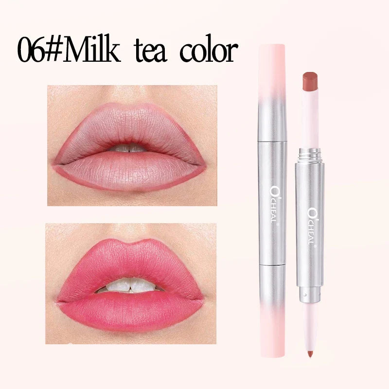 O'CHEAL 2-in-1 Matte Lipstick & Lip Liner Pencil | 24H, 6 Colors