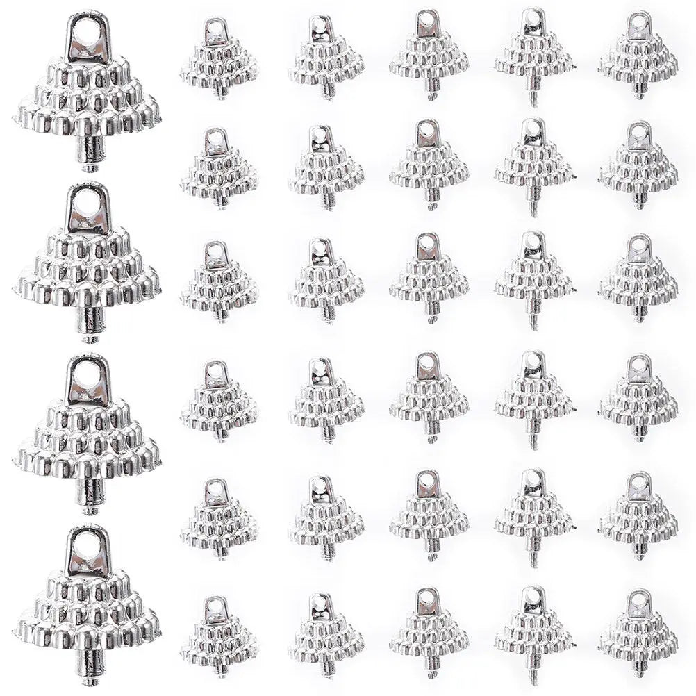 100Pcs Christmas Ball Ornament Caps Round Plastic Ornament Tops DIY Replacement Hangers Xmas Tree Craft Decorations Peaceful Pleasures Health and Wellness