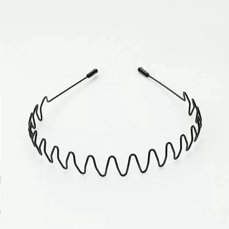Fashion Metal Hair Band Men Women Unisex Black Waved Head Hoop Sports