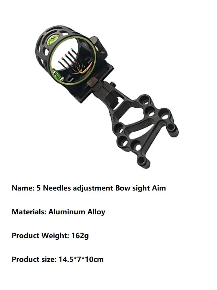 Archery Compound Bow Sight 5 Pin 0 019 Fiber Aiming Sighting Right