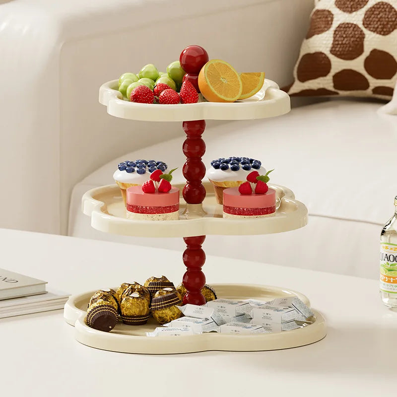 Vintage-Style Multi-Tier Cake Stand - Retro Dessert Display Tray with Clover Design, Elegant Fruit Plate & Tabletop Organizer Peaceful Pleasures Health and Wellness
