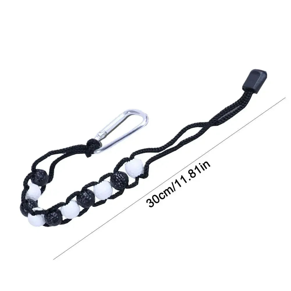 Golf Stroke Score Counter With Golf Bead Chain Stroke Bead Counter Bracelet With Simple Clip Nylon Woven Rope Golf Training Aids Peaceful Pleasures Health and Wellness black