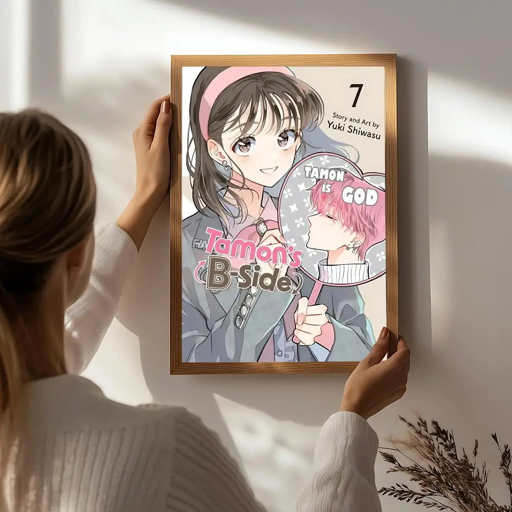 Tamon-kun Ima Dotchi Tamon's B-Side Poster HD Self Adhesive Waterproof Wall Art Ideal for Home Office Dorm Bedroom Great Gift Peaceful Pleasures Health and Wellness White8 50X70cmNoframe