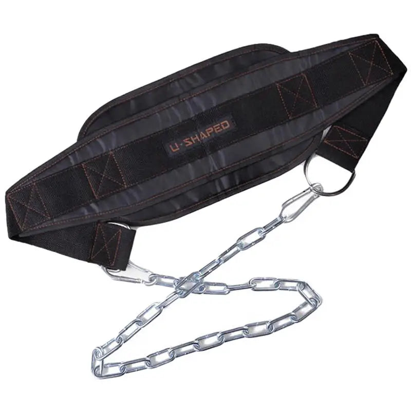 Black Thicken Fitness Weight Belt with Chain Dipping Belt for Lifting Pull Up Chin Up Kettlebell Barbel Bodybuilding Gym Belts Peaceful Pleasures Health and Wellness