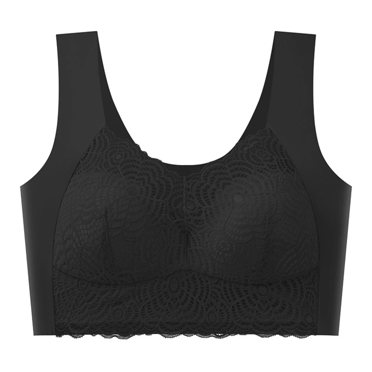 Sexy Bra Thin Lace Wireless Bra No Underwire Anti Shake Side Breast Reduction Seamless Underwear for Women Chinese Brand Peaceful Pleasures Health and Wellness Black 34