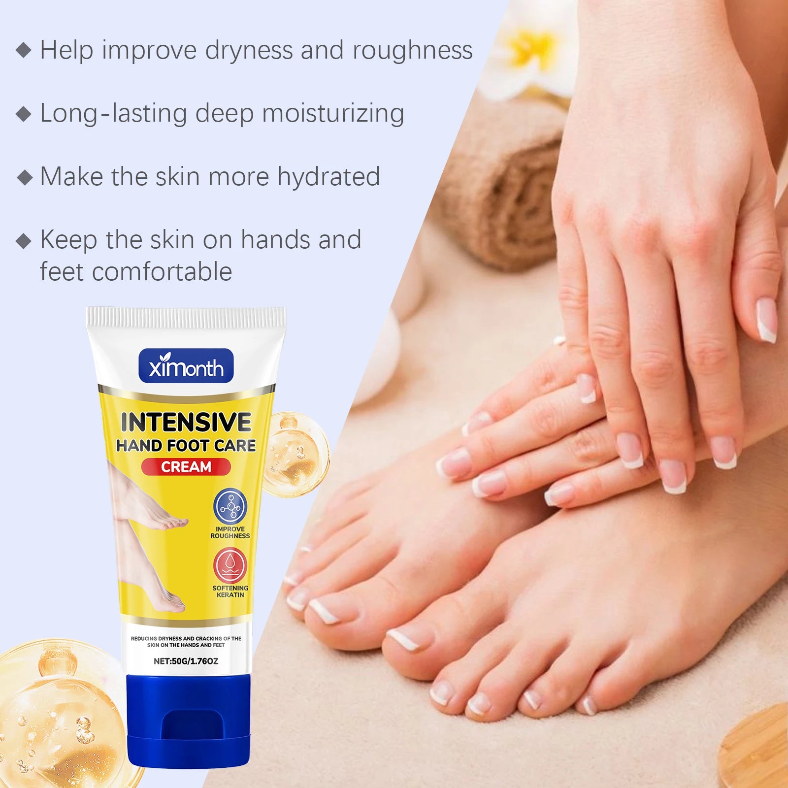 Nourishing Hand Foot Cream Nourishing Soften Skin Deep Moisturize Brighten Relief Dryness Gentle Care for Cracked Heels Creams Peaceful Pleasures Health and Wellness