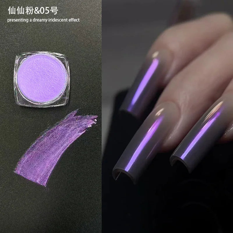 Icy Aurora Holographic Nail Glitter Powder | Polarizing Shine 1g
