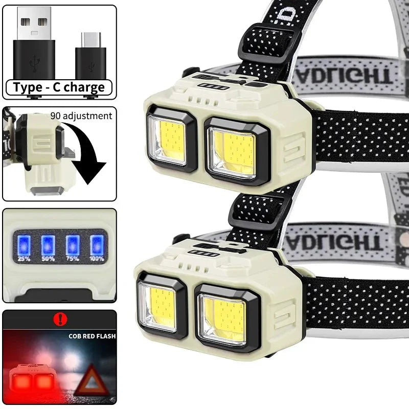 KDULIT LED Headlamp 4 Modes Sensor Type-C Rechargeable IPX4