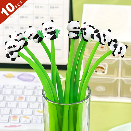 10 Panda Gel Pens – Smooth Writing, Refillable, No Leak Gel Pen Set Peaceful Pleasures Health and Wellness light green black