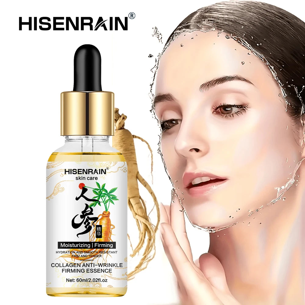 HISENRAIN Ginseng Collagen Anti-Aging Serum - Wrinkle Reduction, Skin Firming & Moisturizing, Natural Rejuvenating Face Essence. Peaceful Pleasures Health and Wellness