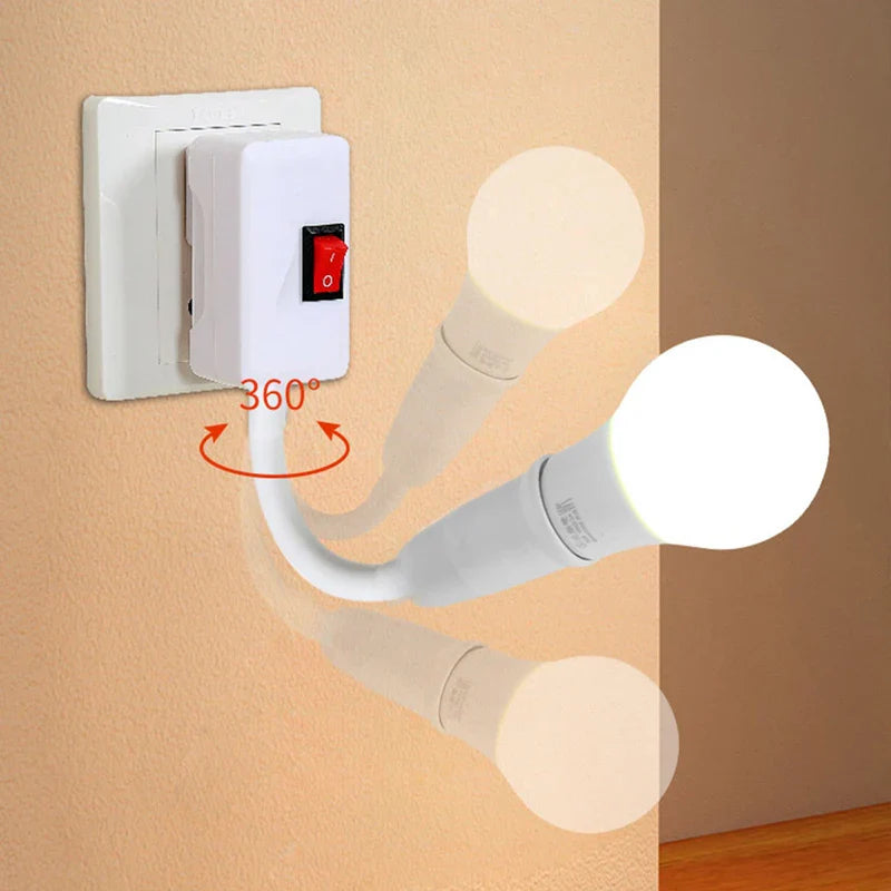 E27 Lamp Holder Socket Adapter with Switch & Flexible Neck