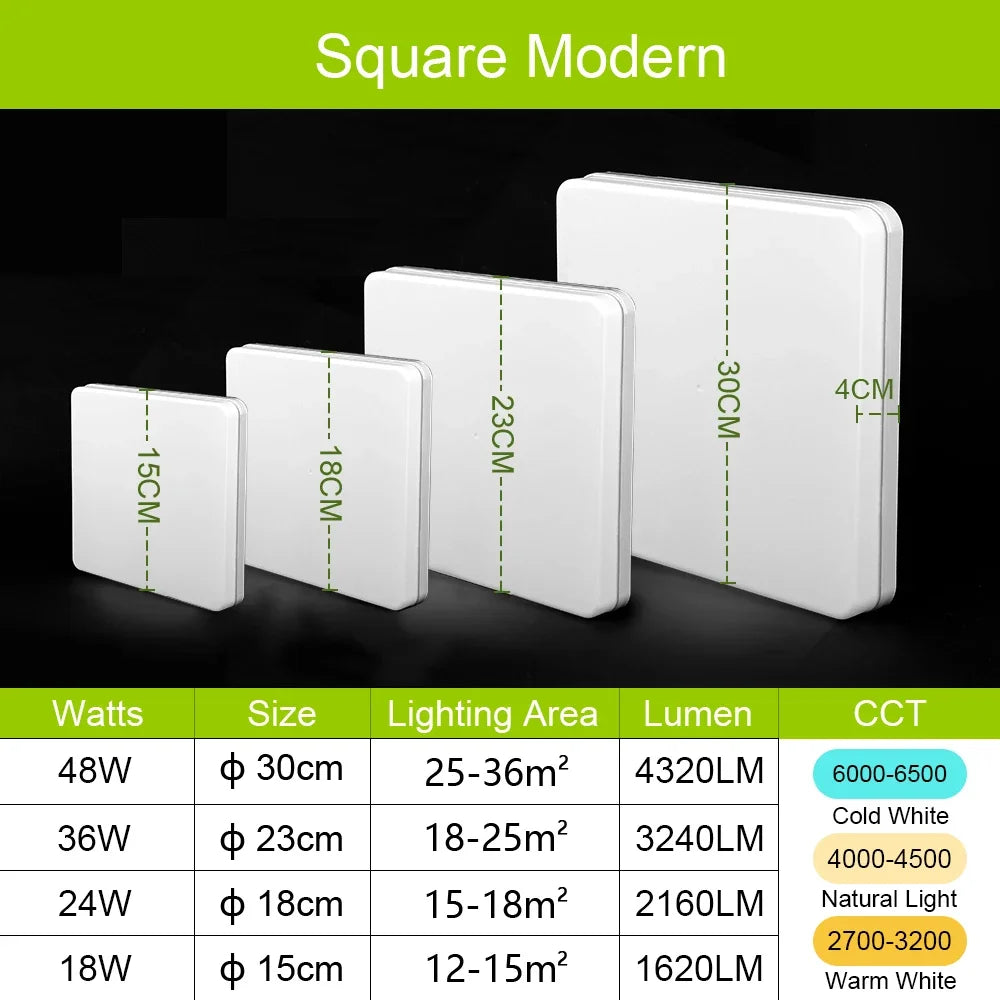 LED Flush Mount Ceiling Light 18–48W | 3000K–6000K Modern Lamp