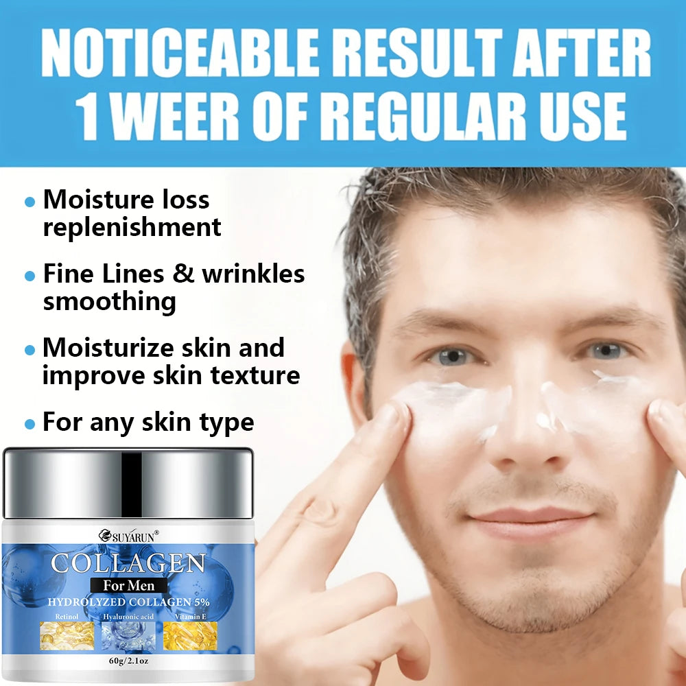 SUYARUN Collagen Men's Face Cream - Hydrating Moisturizer for Dry Skin | Non-Greasy Formula & Fast Absorption Daily Skincare. Peaceful Pleasures Health and Wellness
