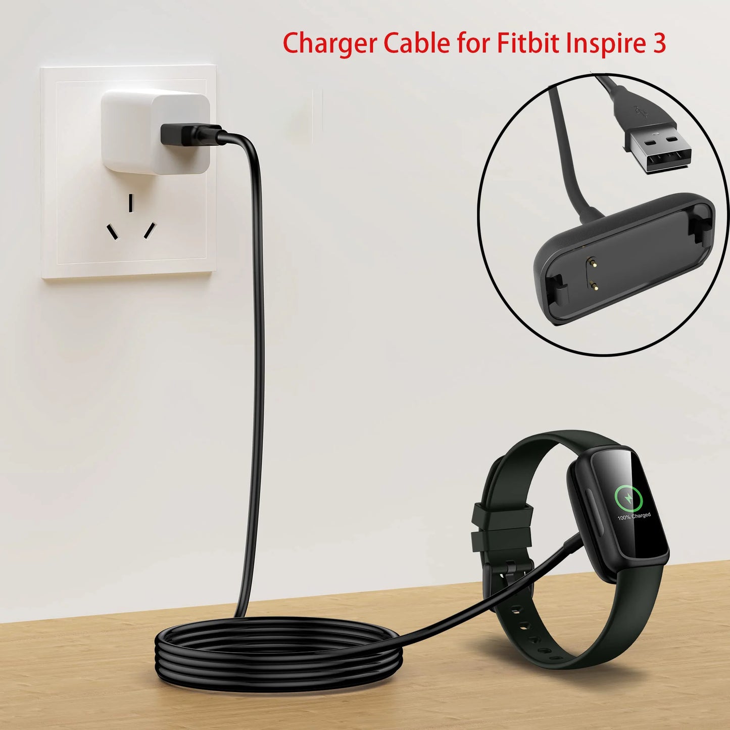 Fitbit Inspire 3 USB Charger Cable Replacement – 3.3ft