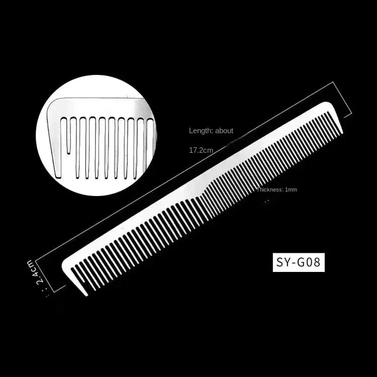 1PC Titanium Steel Comb Professional Salon Hair Hairdressing Anti-static Barbers Comb Ultra Thin Hair Brush for Men Peaceful Pleasures Health and Wellness G-08