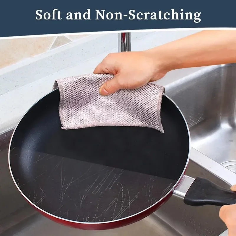 Steel Wire Microfiber Cleaning Cloth | Non-Scratch Kitchen Dishrag