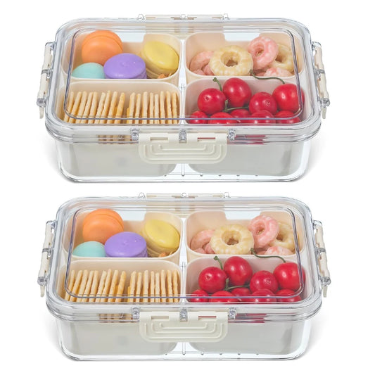 Divided Snack Tray with Lid – Snackle Box Portable Snack Platter & Clear Organizer for Candy, Lunch & Bento Peaceful Pleasures Health and Wellness