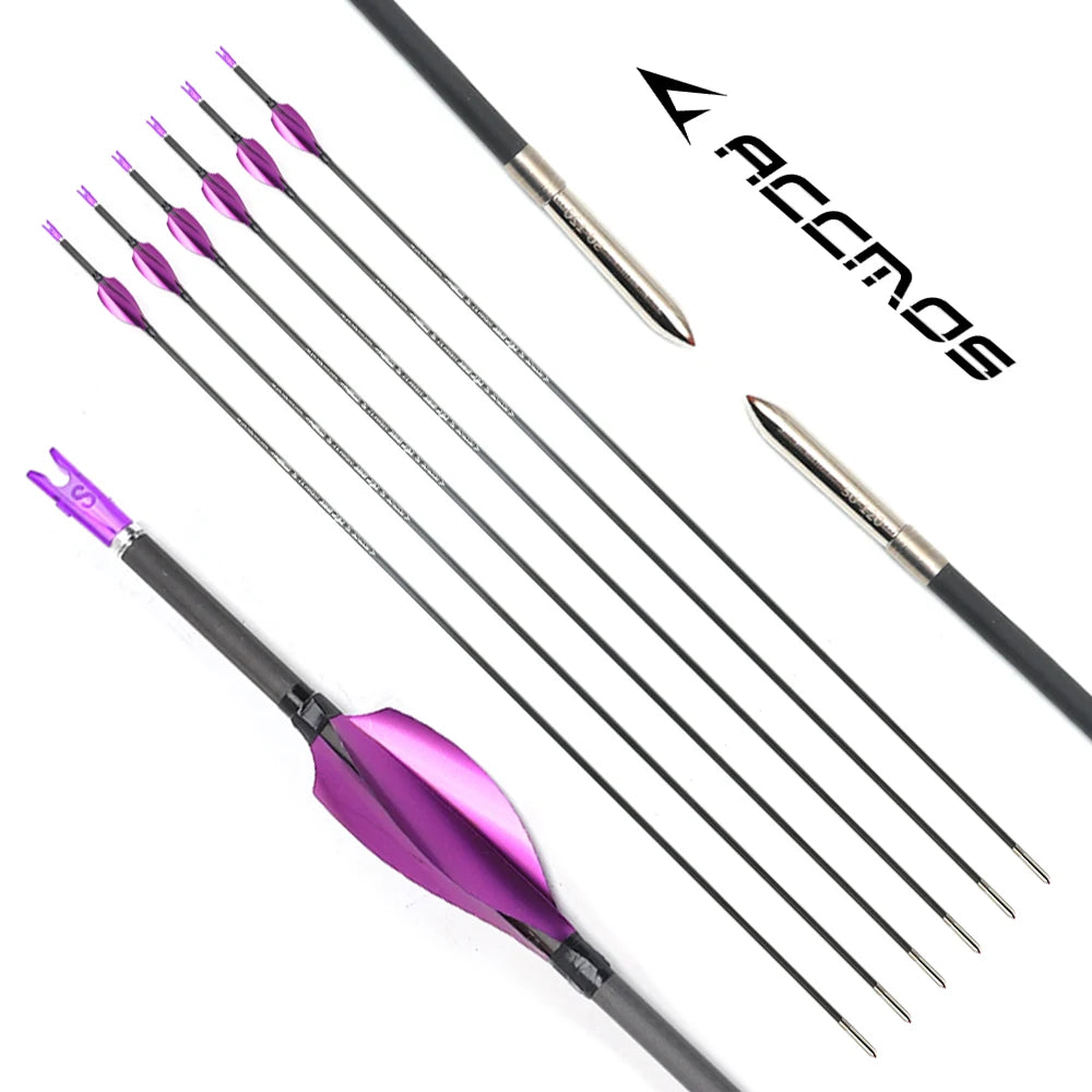 ID3 Arrow Carbon Sp350-1000 Purple Spin Feathers Recurve Compound Bow