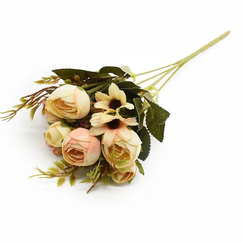 Artificial Silk Rose Bouquet for Wedding & Home Decor (1–5 Pcs)