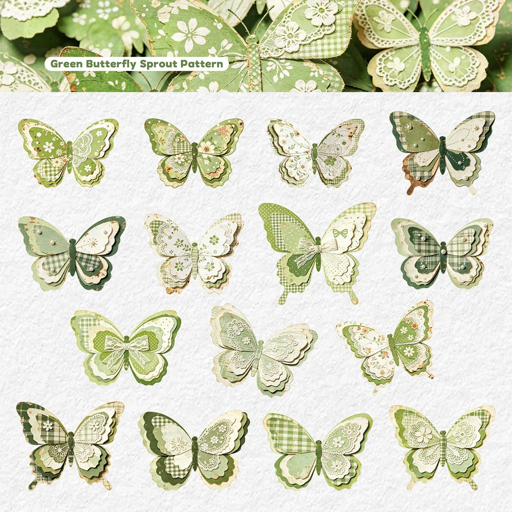 Retro Story Hard Card Adhesive Sticker Butterfly Fabric Series 15
