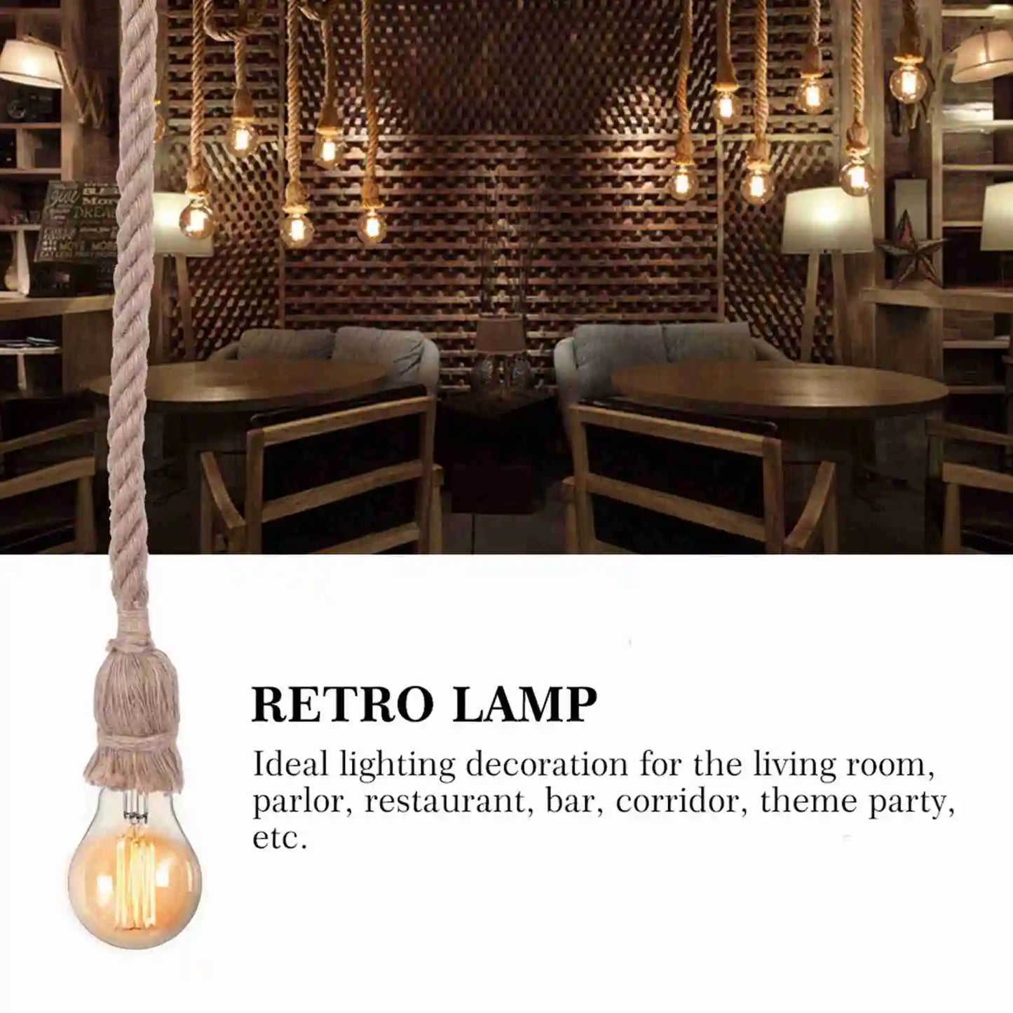 1PC Single Head Hemp Rope Pendant Light Industrial Ceiling Chandelier for Loft Home Decor Peaceful Pleasures Health and Wellness