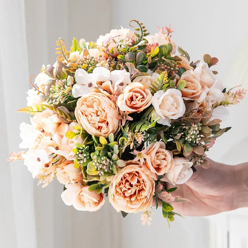 Silk Artificial Peony & Hydrangea Flowers | Wedding Home Décor