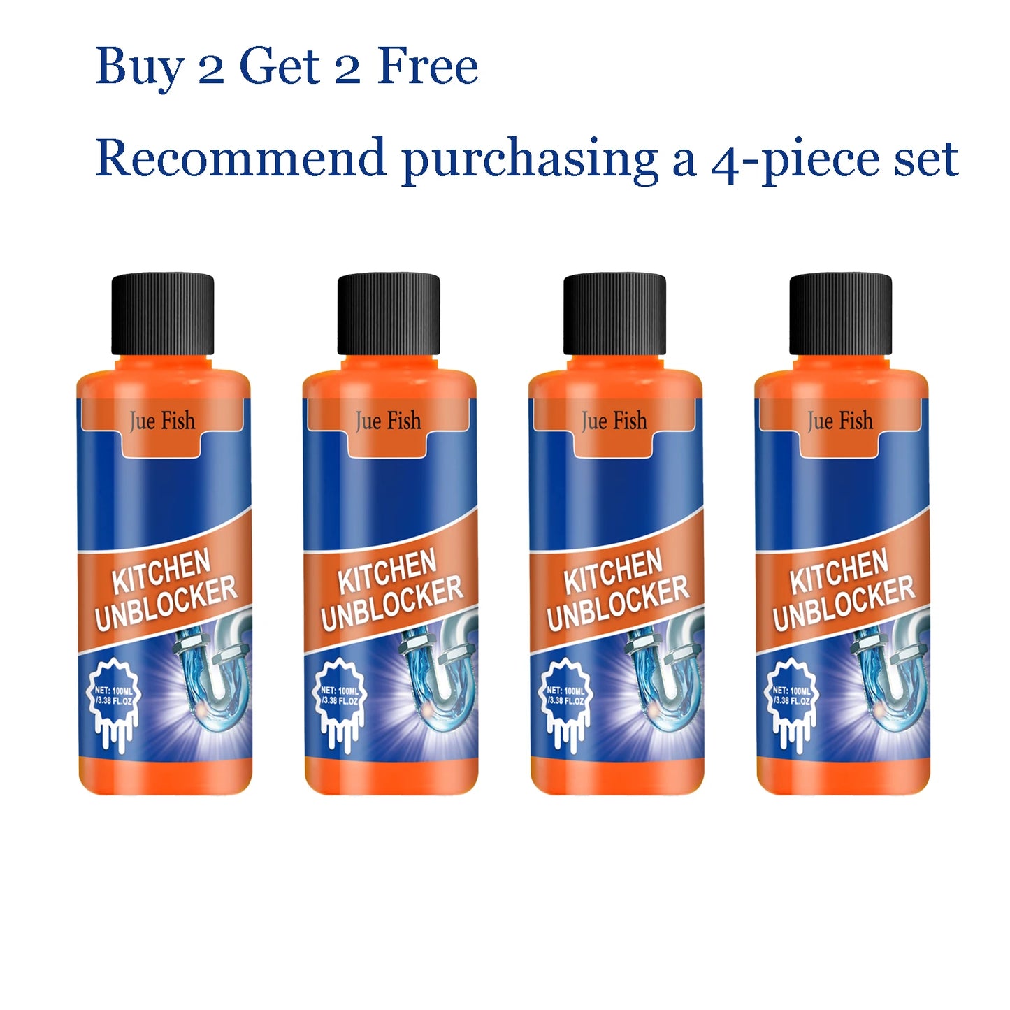Jue-Fish 100ml Powerful Drain Unblocker | Sink, Pipe & Toilet