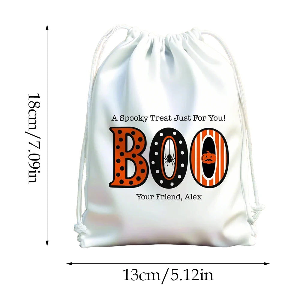 5-Pack Personalized BOO Halloween Drawstring Candy Bags for Kids Halloween Party Favors Peaceful Pleasures Health and Wellness