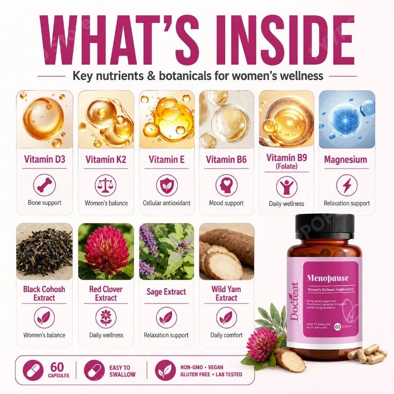 Women's Menopause Support Supplement | Black Cohosh, D3 K2
