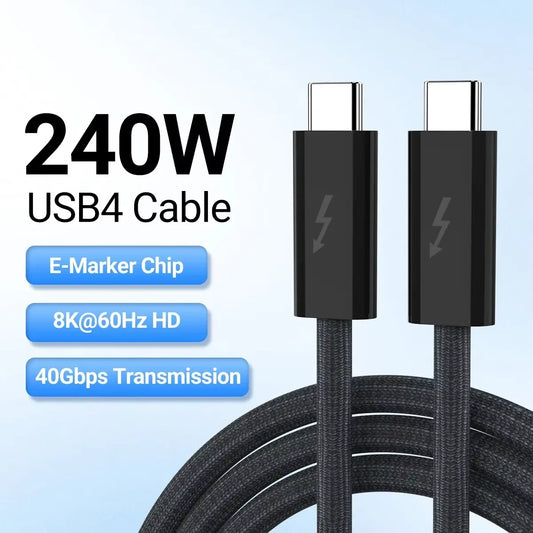 240W USB4 USB-C Cable 40Gbps 8K Thunderbolt 3/4 – Fast Charge USB-C Cable Peaceful Pleasures Health and Wellness 1.8m