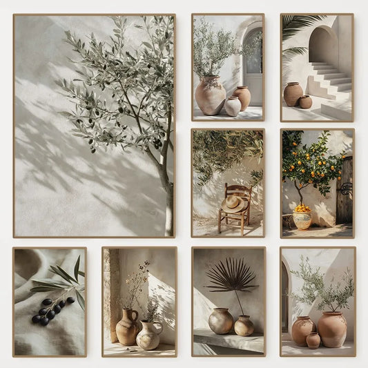 Minimalist Olive Tree Botanical Canvas Wall Art | Mediterranean Print Canvas Wall Art Peaceful Pleasures Health and Wellness