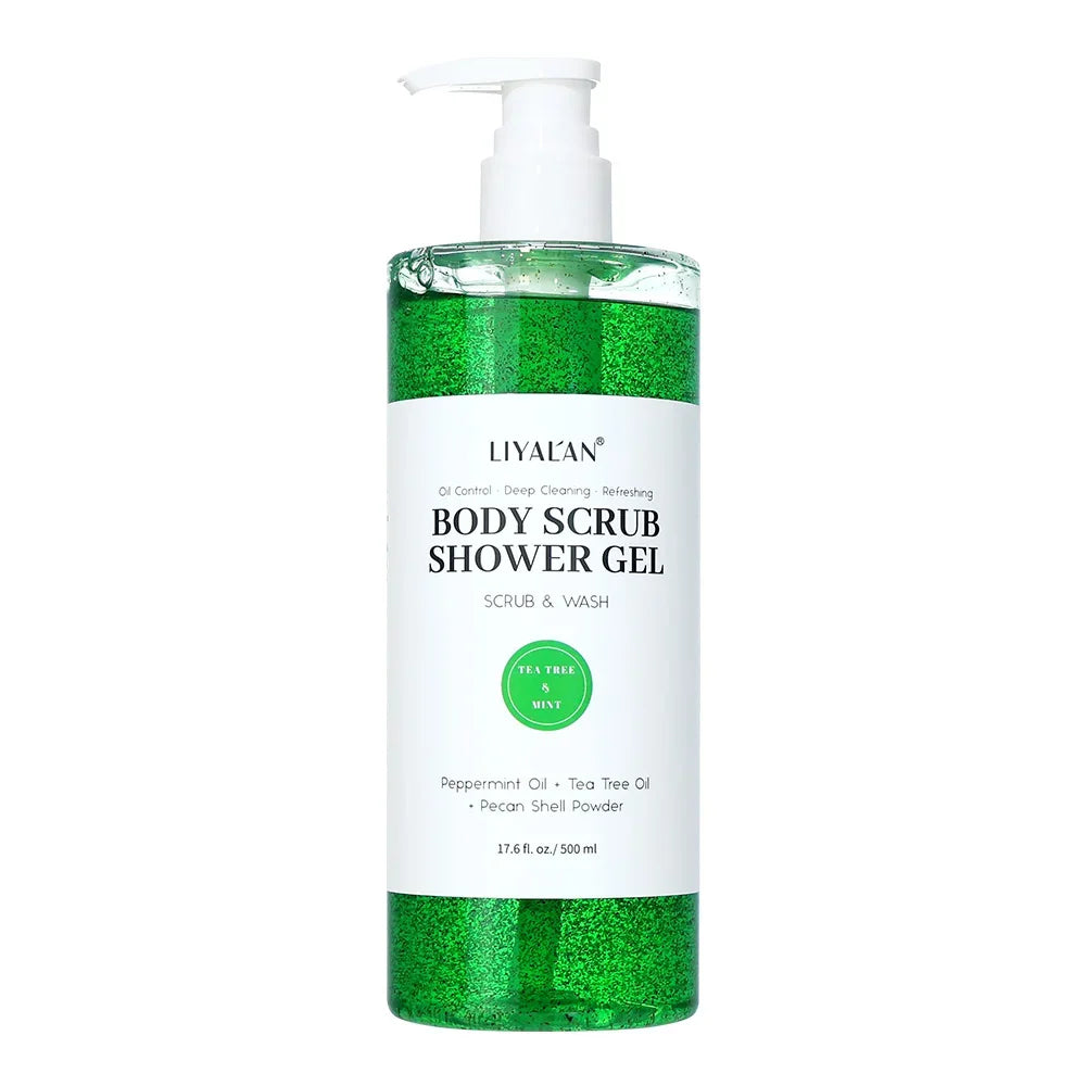 2-in-1 Scrub Shower Gel – Turmeric, Kojic Acid & 10 Fruity Scents Peaceful Pleasures Health and Wellness TEA TREE MINT China Mainland 500ml
