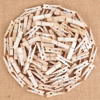 Clothes Pegs Closet Coat Racks Mini Fixing Clip Clothespins Laundry 25mm Party Assembly Beach Towel Clips Wedding Natural Wood Peaceful Pleasures Health and Wellness