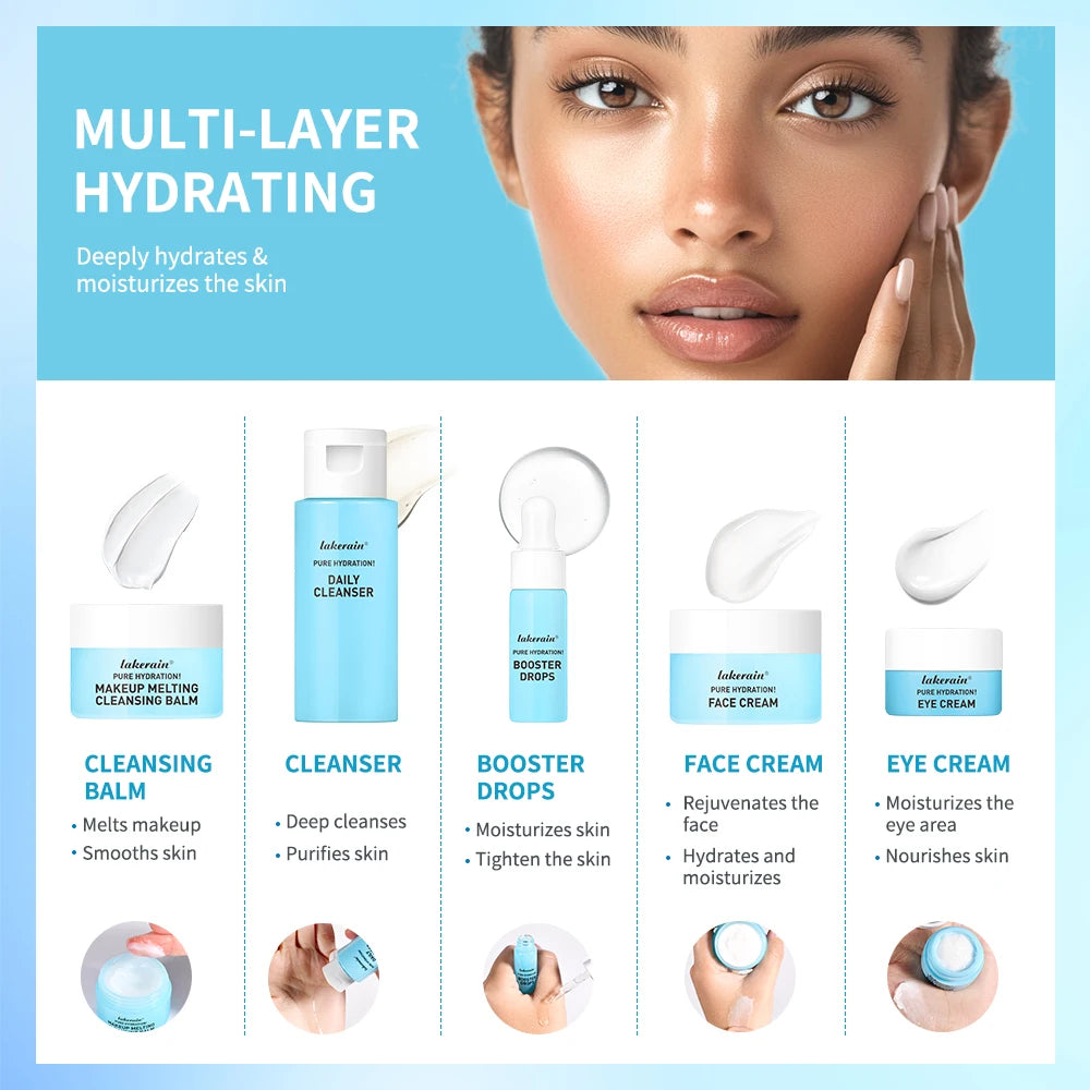 Travel Size Skincare Set Cleanser Makeup Remover Moisturiser & Eye Cream For Hydrating Skin Mini Sizes Kit Gift for Girl Woman Peaceful Pleasures Health and Wellness