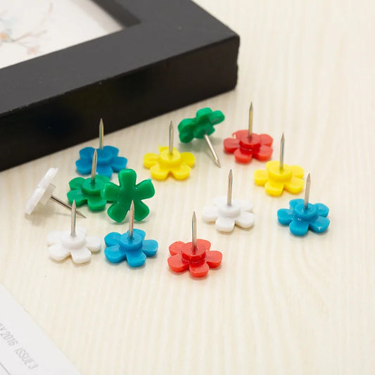 Bview Art Floral Plastic Push Pins Creative Decorative Thumbtacks Peaceful Pleasures Health and Wellness 50pcs