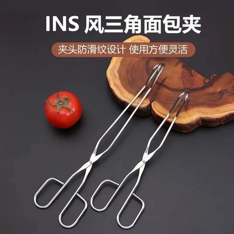 Stainless Steel Food Clip Kitchen Clip Barbecue Steak Triangle Bread Clip Peaceful Pleasures Health and Wellness