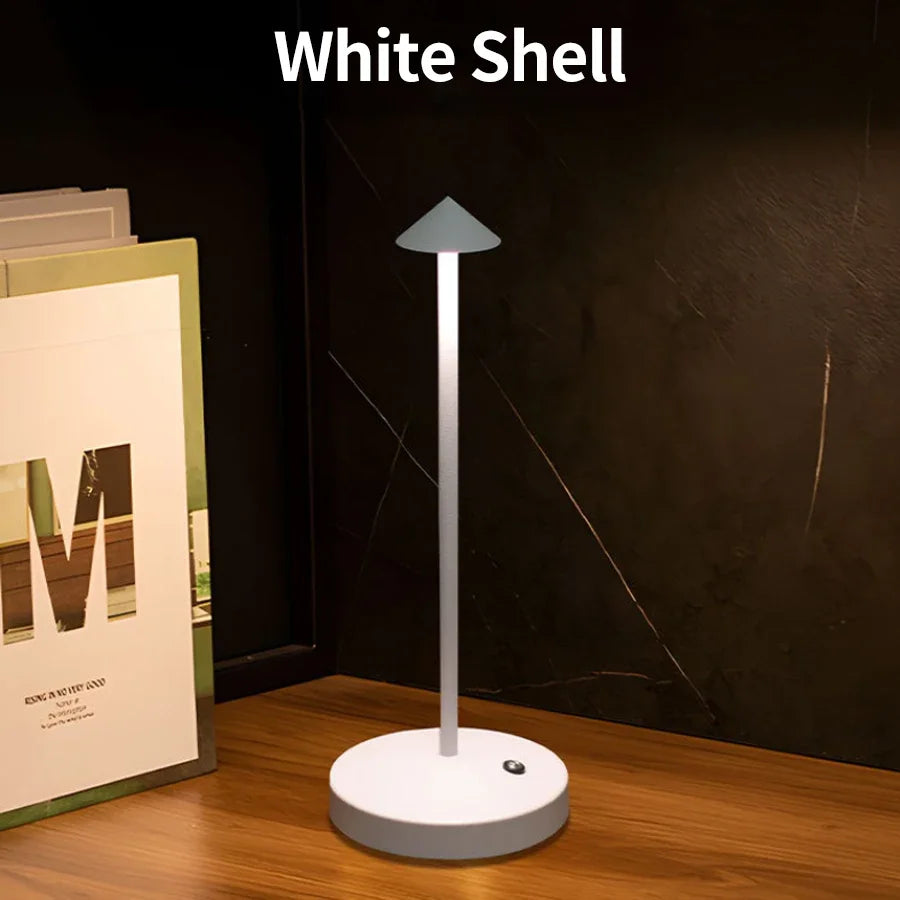 Rechargeable Table LED Lamp Touch Sensor Night Desk Lamp for Restaurant Hotel Bar Bedroom 3 Color Temperatures Stepless Dimming Peaceful Pleasures Health and Wellness White