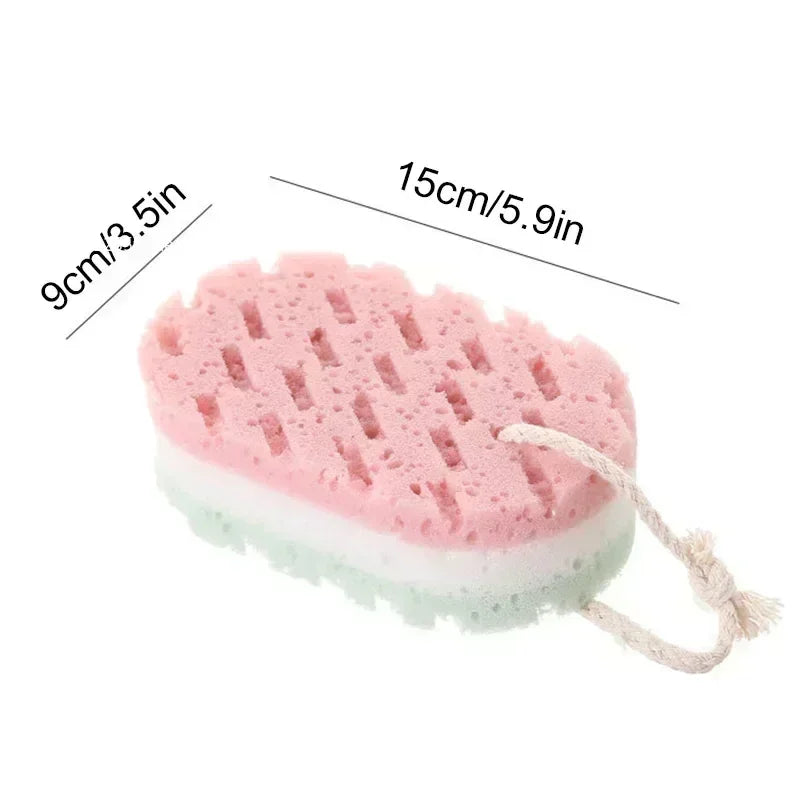 Colorful Three-layer Sponge Bath Sponge Massage Brush Thickened Adult Hanging Foaming Scrubbing Towel Exfoliating Bath Sponge Peaceful Pleasures Health and Wellness