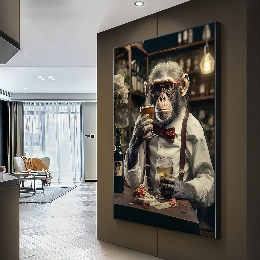 Nordic Gorilla Suit Abstract Canvas Wall Art | Modern Decor