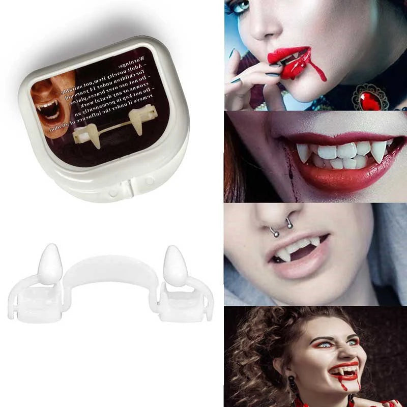 Vampire Teeth Dentures Fangs Classic PP Halloween Party Cosplay Prop Halloween Party Costume Props Party Peaceful Pleasures Health and Wellness