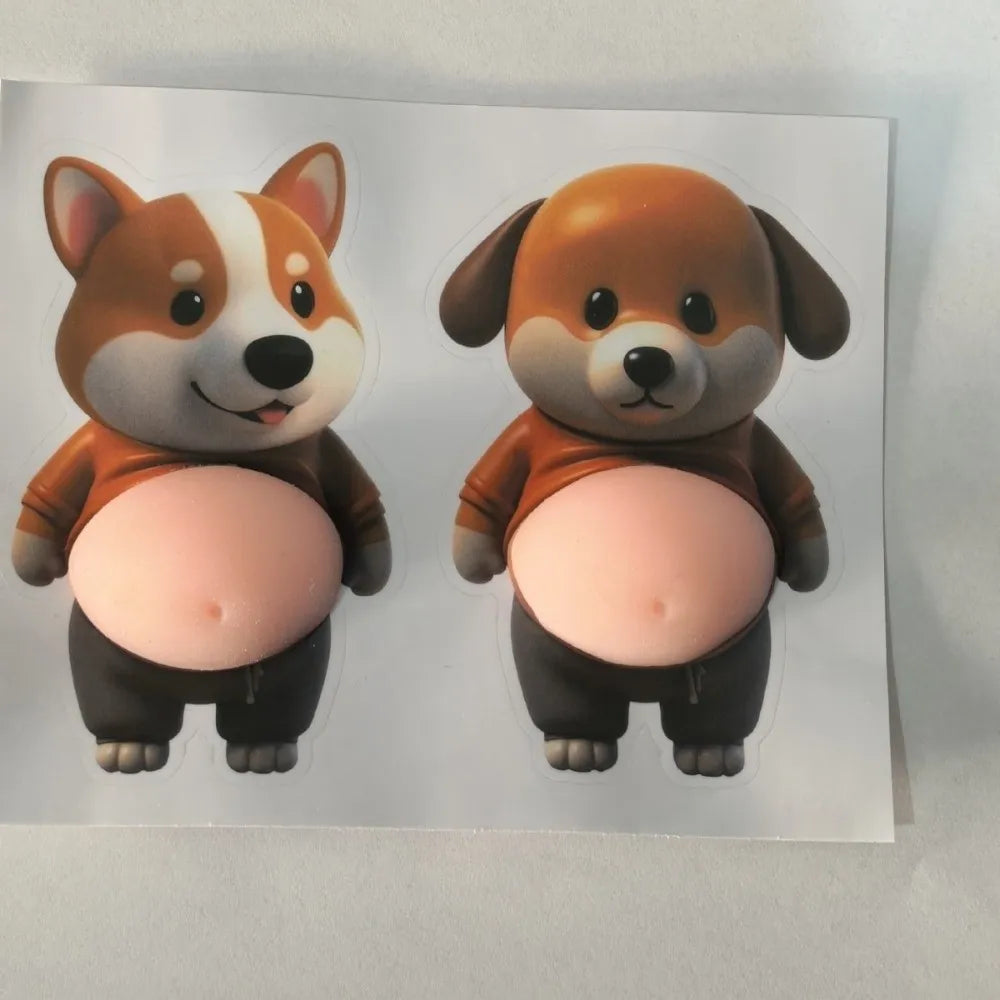 Funny 3D Soft Belly Cat Sticker Squeezeable Self-Adhesive Animal Laptop Decal Silicone Waterproof Inu Dog Phone Case Decoration Peaceful Pleasures Health and Wellness