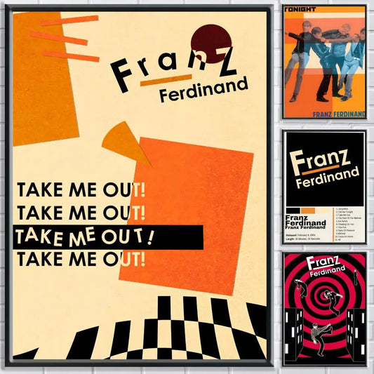 Band F-Franz Ferdinand Poster HD Self Adhesive Waterproof Wall Art Ideal for Home Office Dorm Bedroom Great Gift Peaceful Pleasures Health and Wellness