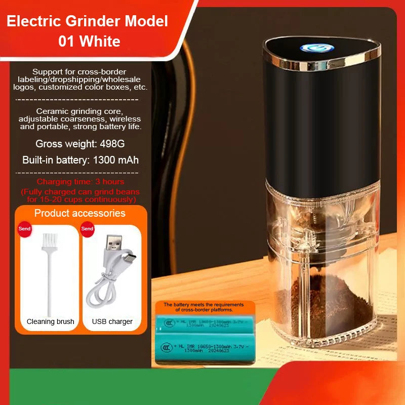 Portable Electric Coffee Grinder TYPE C USB Charge Ceramic Grinding Core Home Coffee Beans Pulverizer Grinder Peaceful Pleasures Health and Wellness black