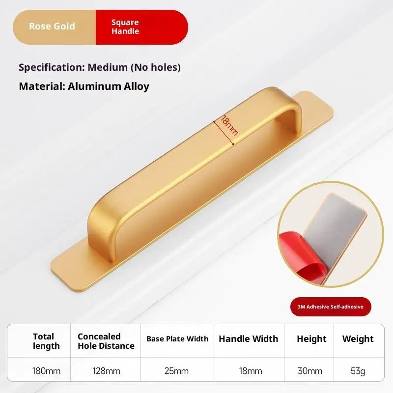 Aluminum Alloy Drill-free Handle Glass Sliding Door Window Drawer Wardrobe Push-pull Bathroom Sticker Door Handles Peaceful Pleasures Health and Wellness A20