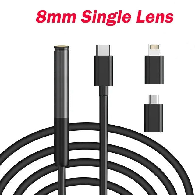 Endoscope Inspection Camera 3 in 1 Micro USB/Type-C Mini Inspection Camera for IOS iPhone Waterproof Pipeline Borescope Peaceful Pleasures Health and Wellness 8mm Single Lens 3m
