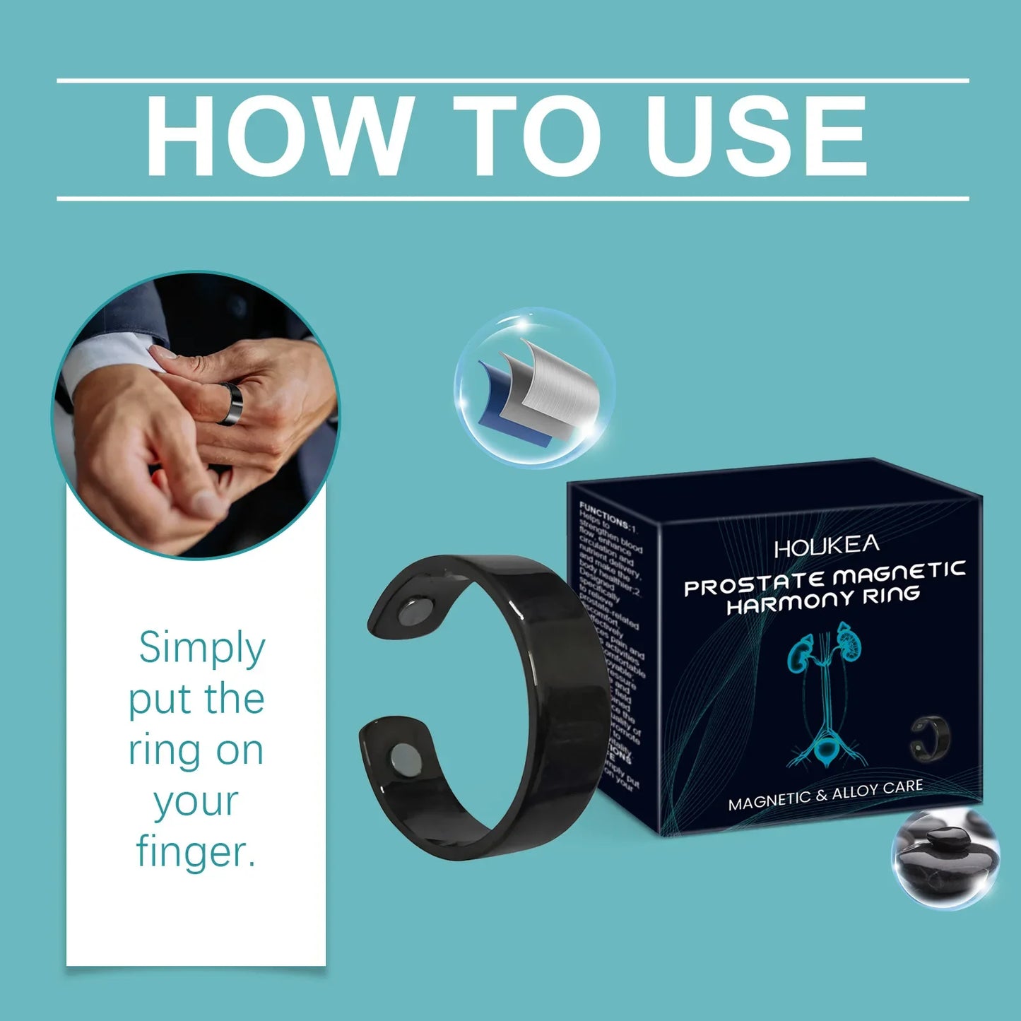 HOUKEA Magnetic Wellness Ring – Men's Vitality & Circulation